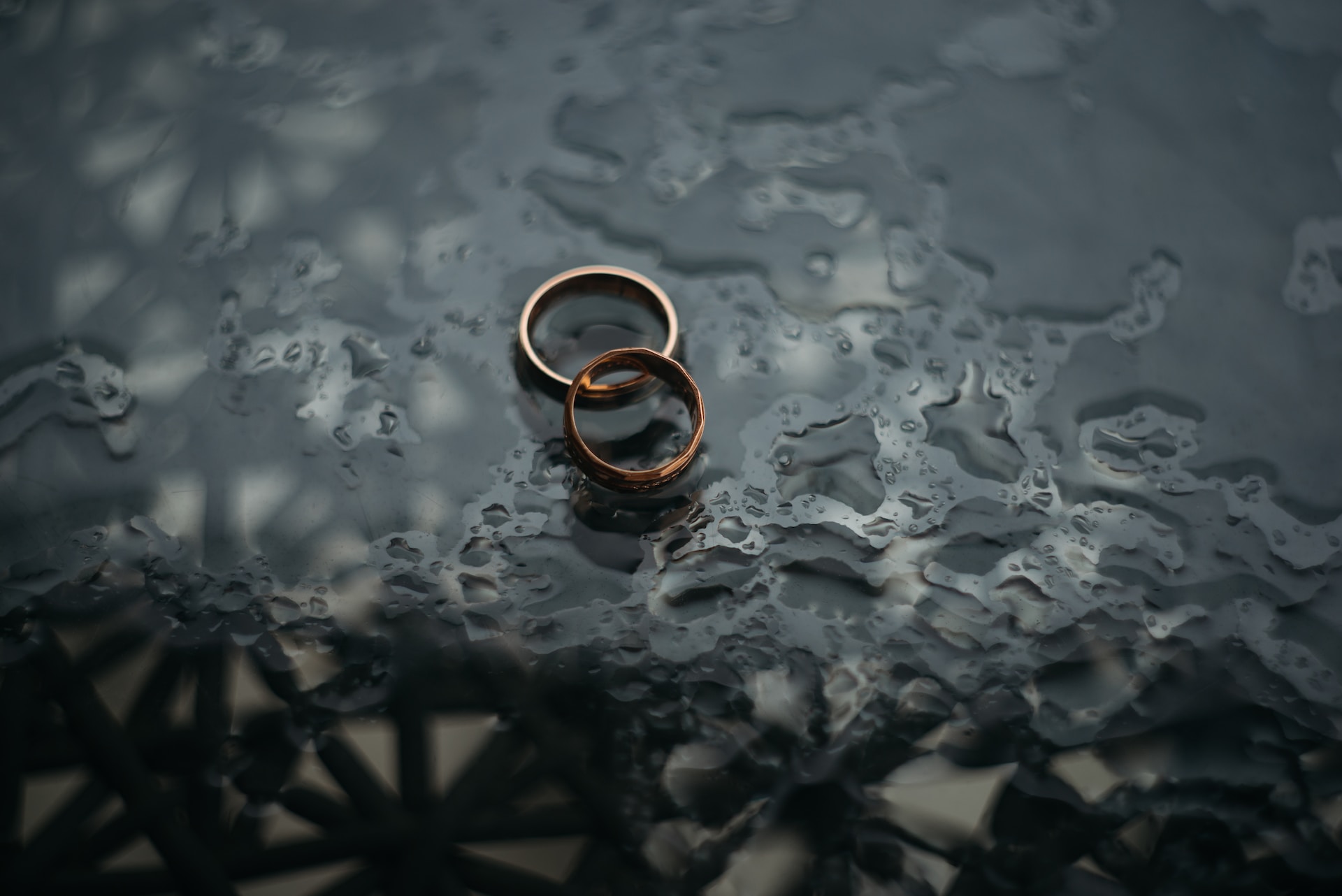水の上に結婚指輪